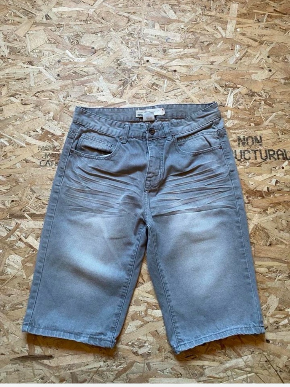 Men's Faded Light Gray Denim Shorts
